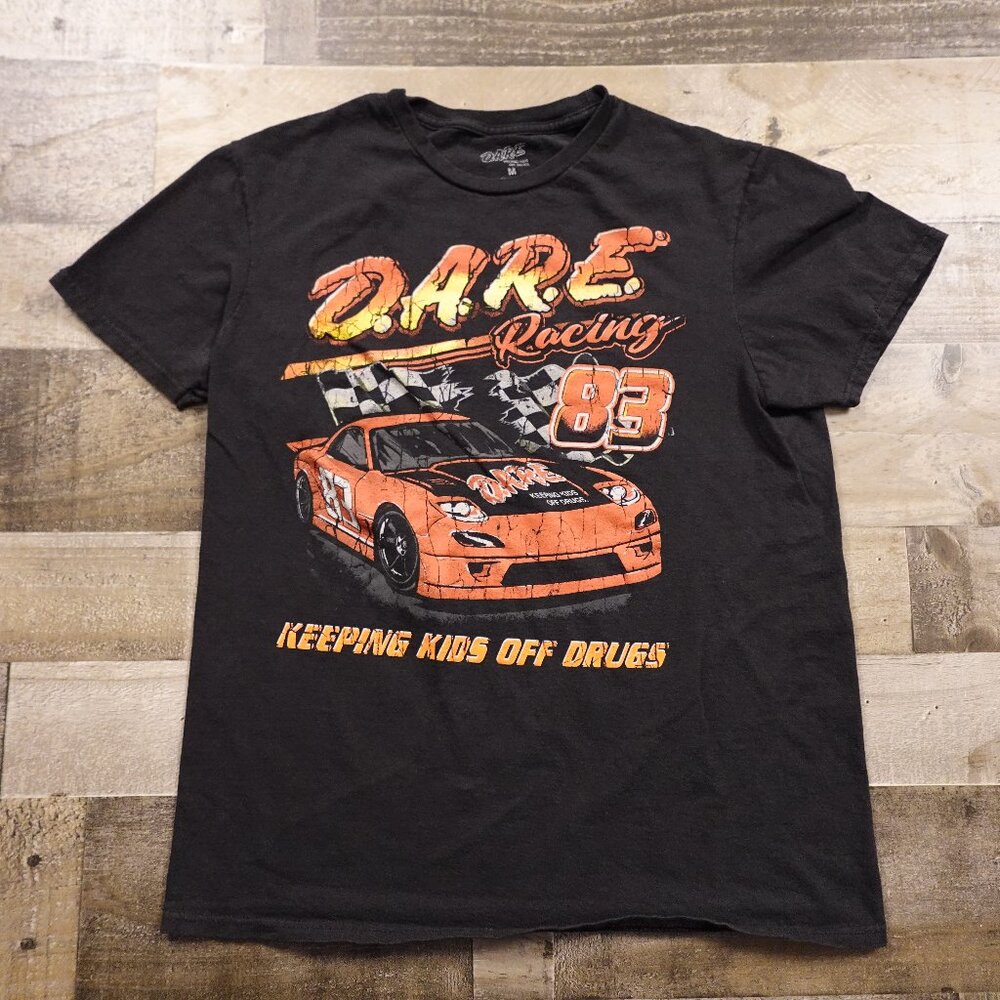 D.A.R.E‎ Racing 83 T-Shirt Men’s Medium Black Graphic NASCAR Style Vintage